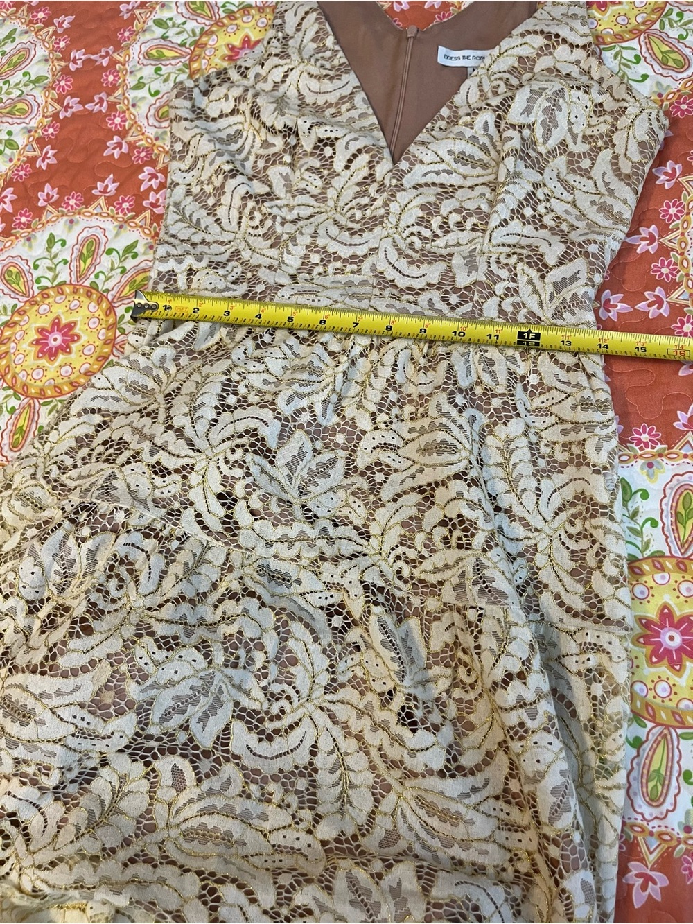 Dress the Population Melina Gold & Ivory Lace Maxi Dress - Picture 11 of 16